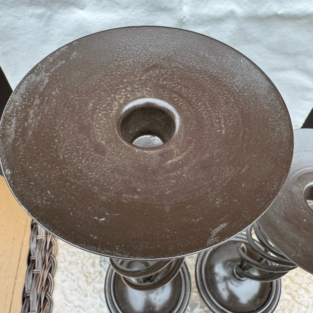 Elegant Brown Spiral Candle Holders set of (2)